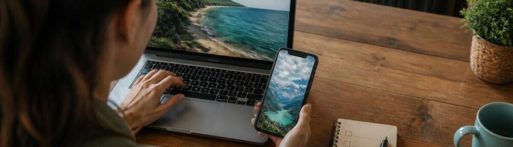 Checklist voor vakantie-keuze bij het vergelijken van reisopties op laptop en smartphone